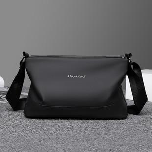 男士包皮膜布斜挎包2024夏季新款商务通勤防水横款小包单肩