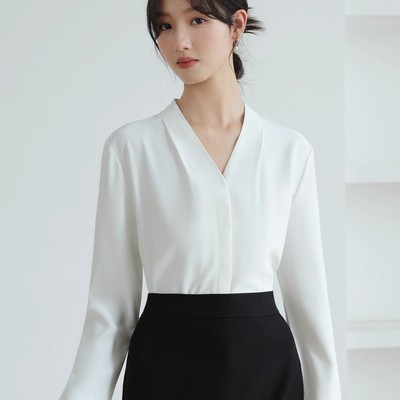 法式高级感白色长袖衬衫女秋季新款职业通勤教资面试宽松显瘦上衣