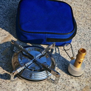 议价全新便携式液化气炉具套装，盘式炉头一体，带蓝色收纳包，配