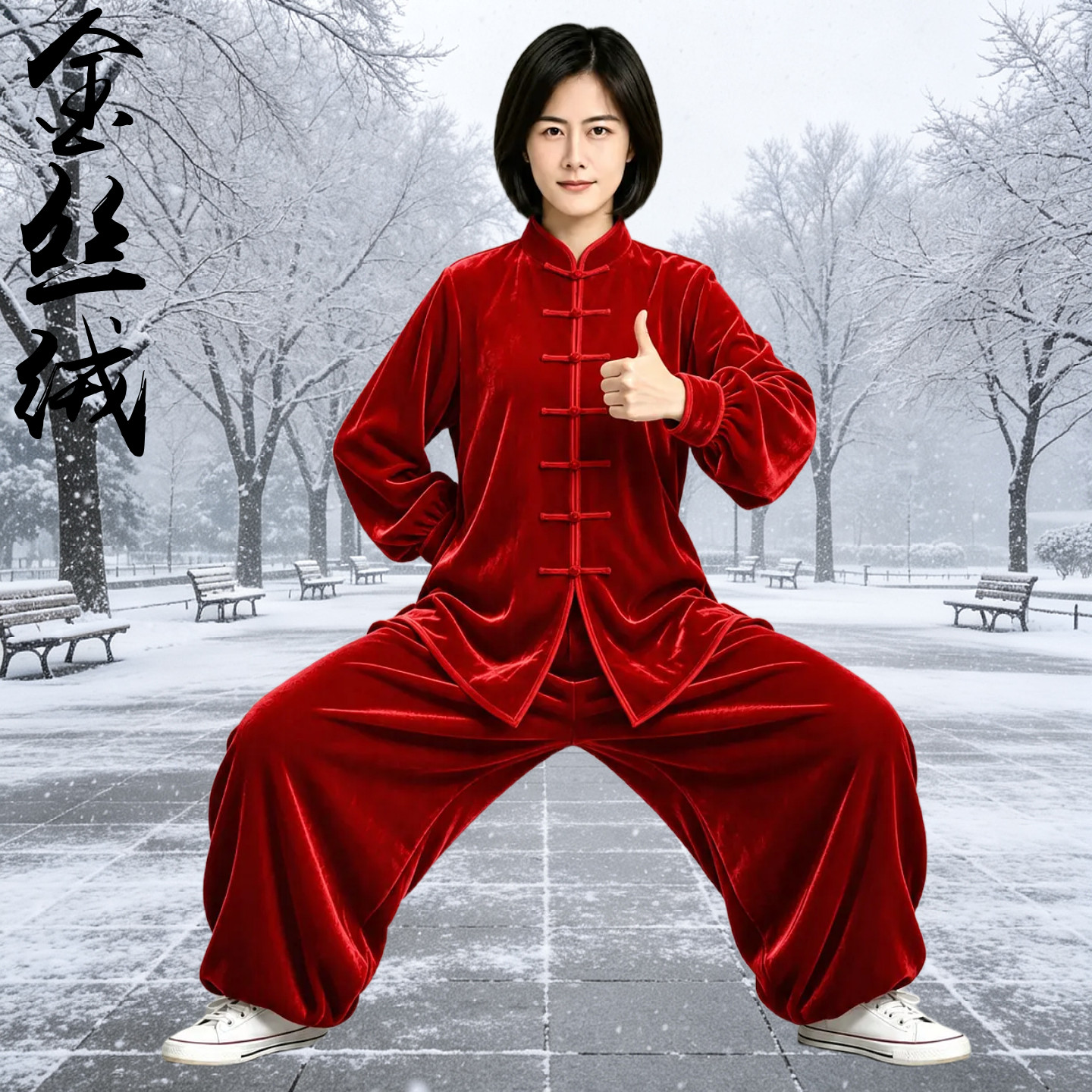 新款秋冬季太极服金丝绒男女加厚武术练功太极拳中老年比赛晨练服