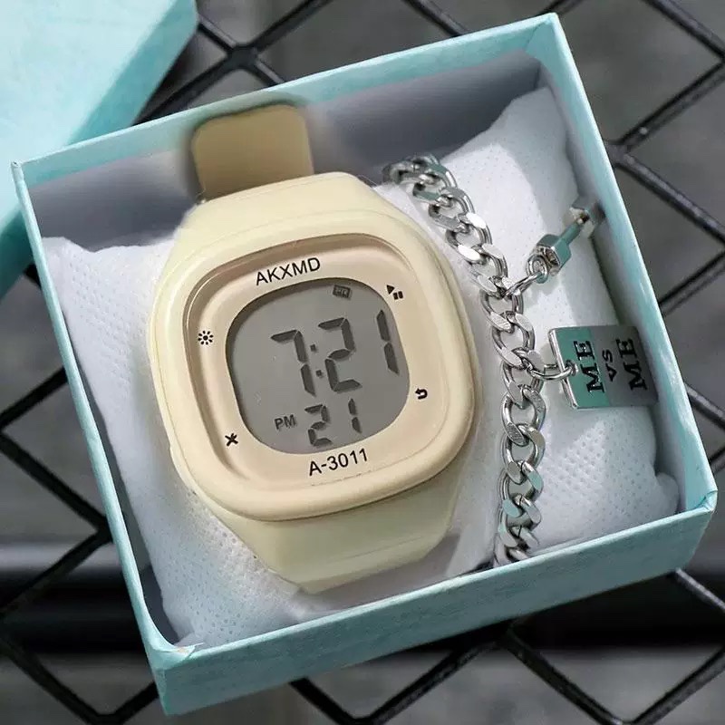 独角兽方形手表女款ins小众设计运动学生高颜值简约儿童电子表男