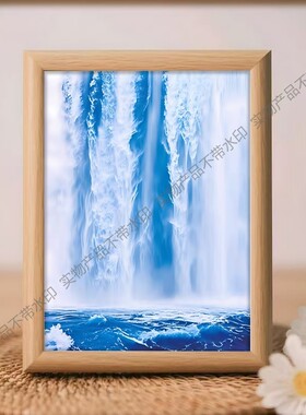 流水生财大瀑布装饰画玄关入户简约客厅中堂山水风水招财贴画墙纸