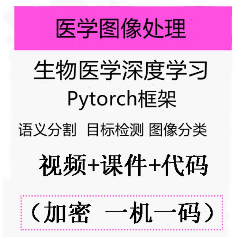 Pytorch生物医学视觉深度学习语义分割目标检测图像分类视频教程