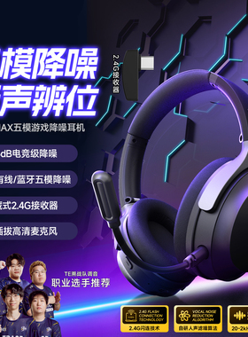 西伯利亚羽DM01MAX无线游戏头戴式耳机电竞专用电脑耳麦主动降噪