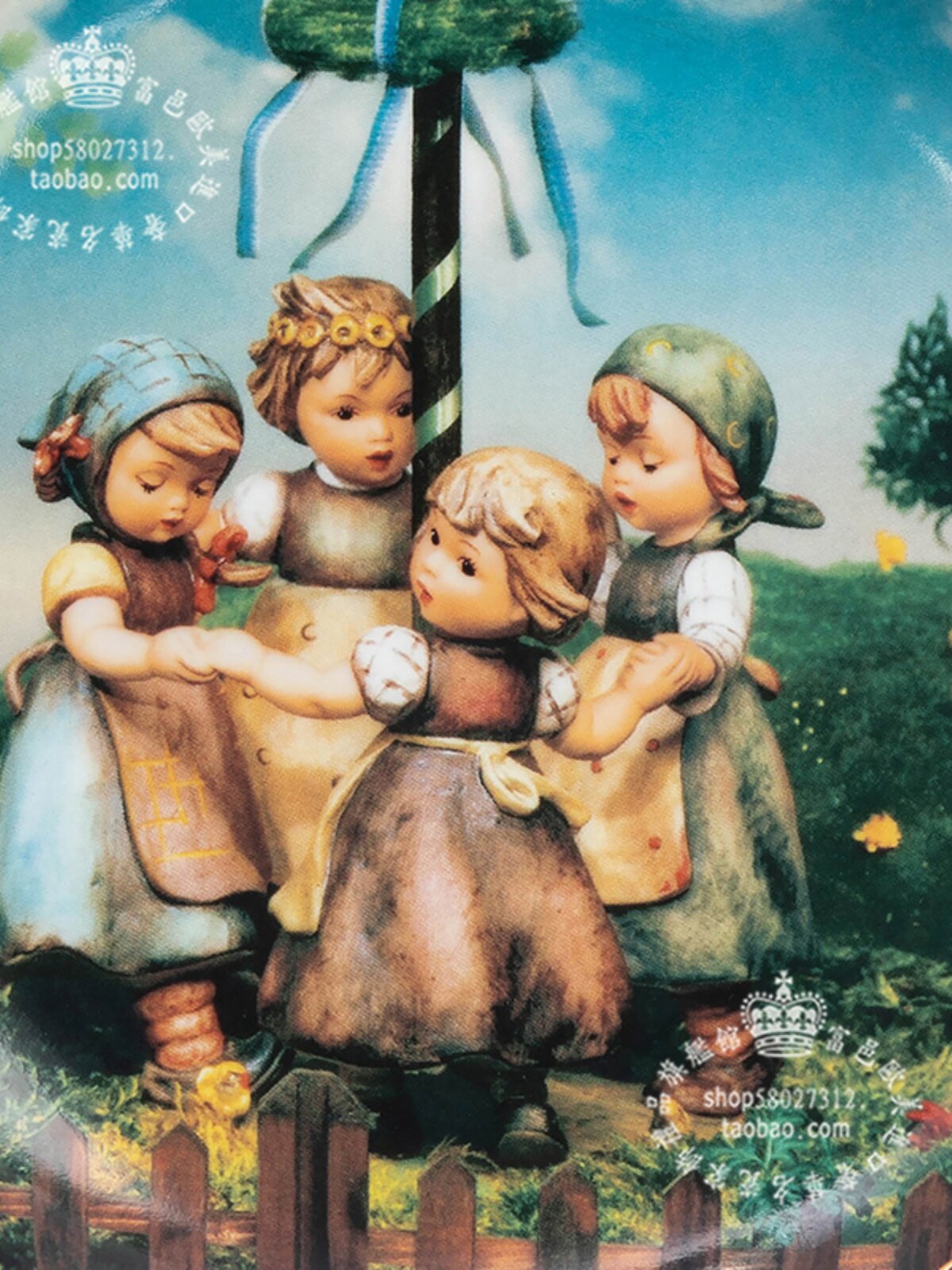 독일 GOEBEL HUMMEL HUMMEL 인형 노래와 춤 추수를 축하 세라믹 라운드 한정판 좌판 걸이 접시