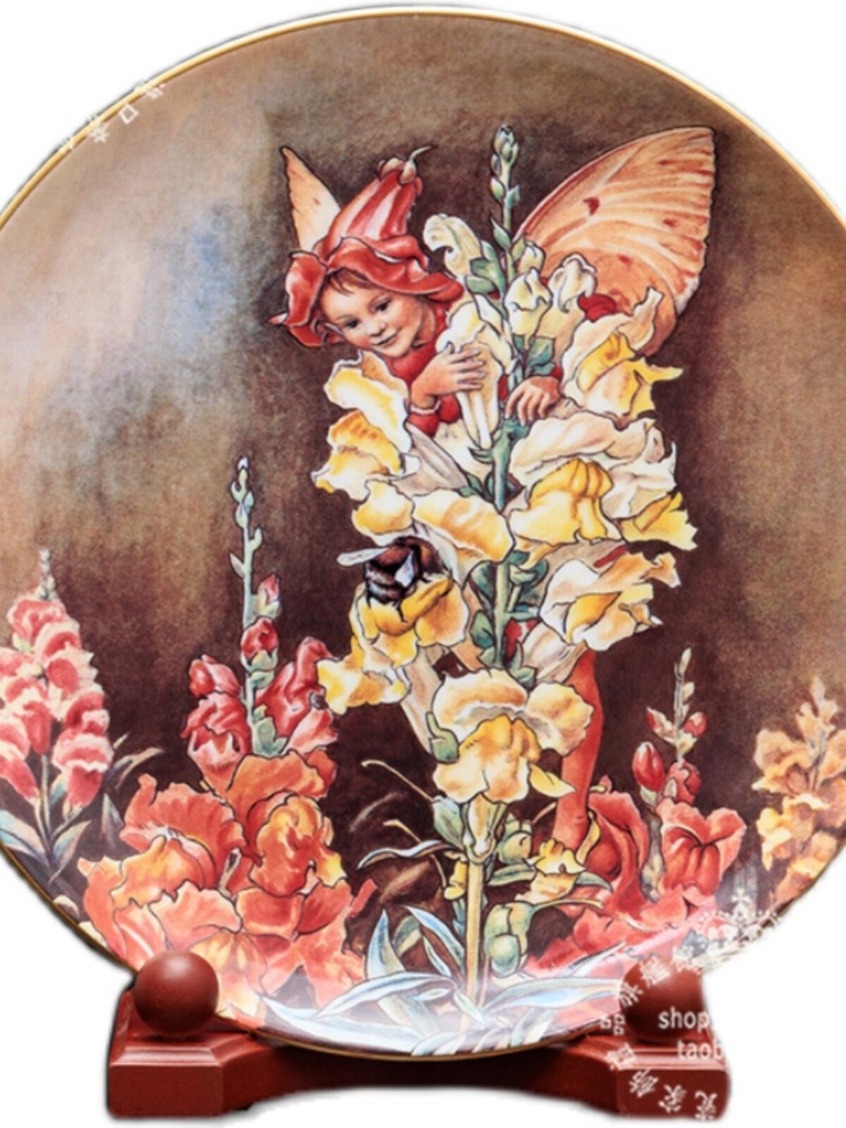 BRADEX 아티스트 MARY BEAUTIFUL FLOWER FAIRY 1987 한정판 장식 세라믹 접시 생일 기념 교수형 접시