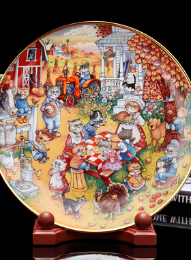富兰克林Franklin Mint Bill Bell搞怪猫咪欢乐家庭限量瓷盘挂盘