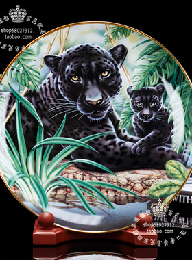 野生猫科动物黑豹陶瓷盘