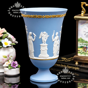 英国制Wedgwood 艺术花瓶 1993希腊神话雅典丰收女神镶金陶瓷欧式