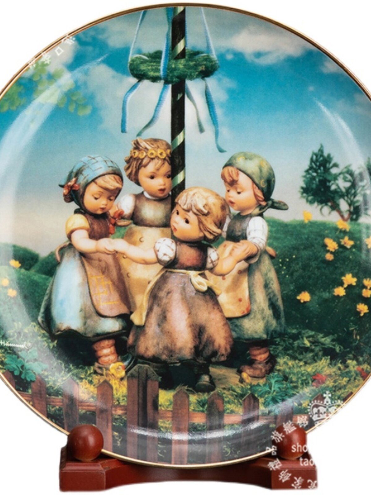 독일 GOEBEL HUMMEL HUMMEL 인형 노래와 춤 추수를 축하 세라믹 라운드 한정판 좌판 걸이 접시