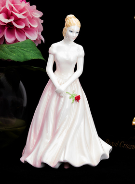 英国Royal Worcester花样年华2009陶瓷人偶手工彩绘玫瑰瓷偶摆件