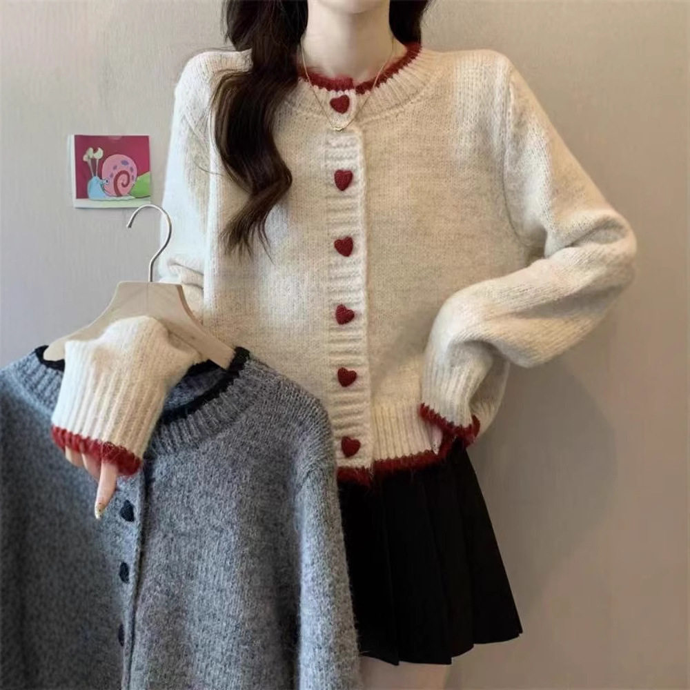 毛衣外套女软糯秋冬新款设计感拼毛针织衫