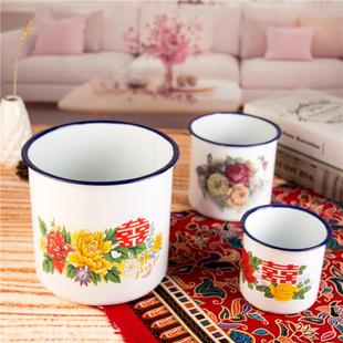 包邮 怀旧搪瓷杯子结婚喜字搪瓷缸子茶缸带盖喝水杯子老式 语录缸子
