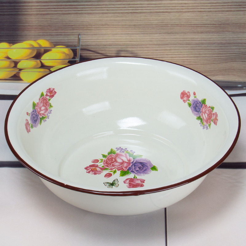 搪瓷洗脸洗脚盆饭碗小盆怀旧经典加厚浪漫之都老式铁盆仿瓷盆