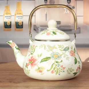 加厚搪瓷烧水壶泡茶壶电磁炉沏茶壶围炉煮茶1.5L容量带滤网耐高温
