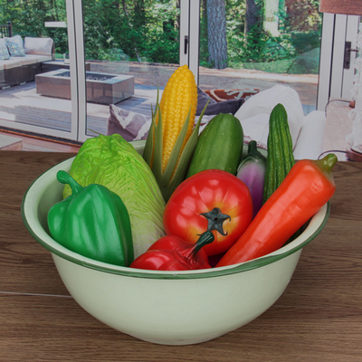 老式风怀旧搪瓷大容量果绿和面盆