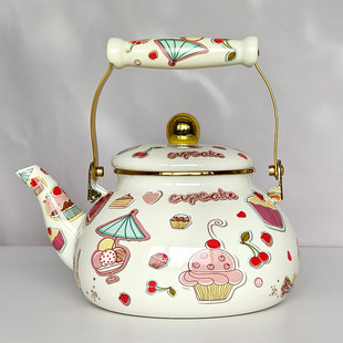 2.5L蛋糕花搪瓷茶壶烧水壶搪瓷咖啡壶冷凉水壶新疆藏式煮酥油茶壶