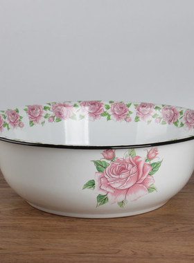 30/36/40cm珐琅搪瓷盆洗脸洗脚洗发盆大号和面老式花盆