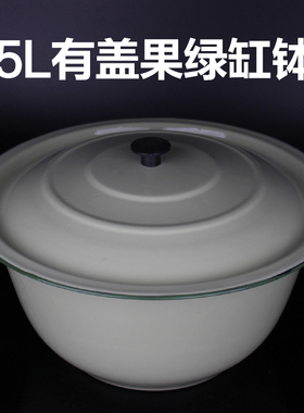 加厚珐琅搪瓷盆调料盆带盖油盆打蛋汤和面洗菜盆大容量5L果绿缸钵