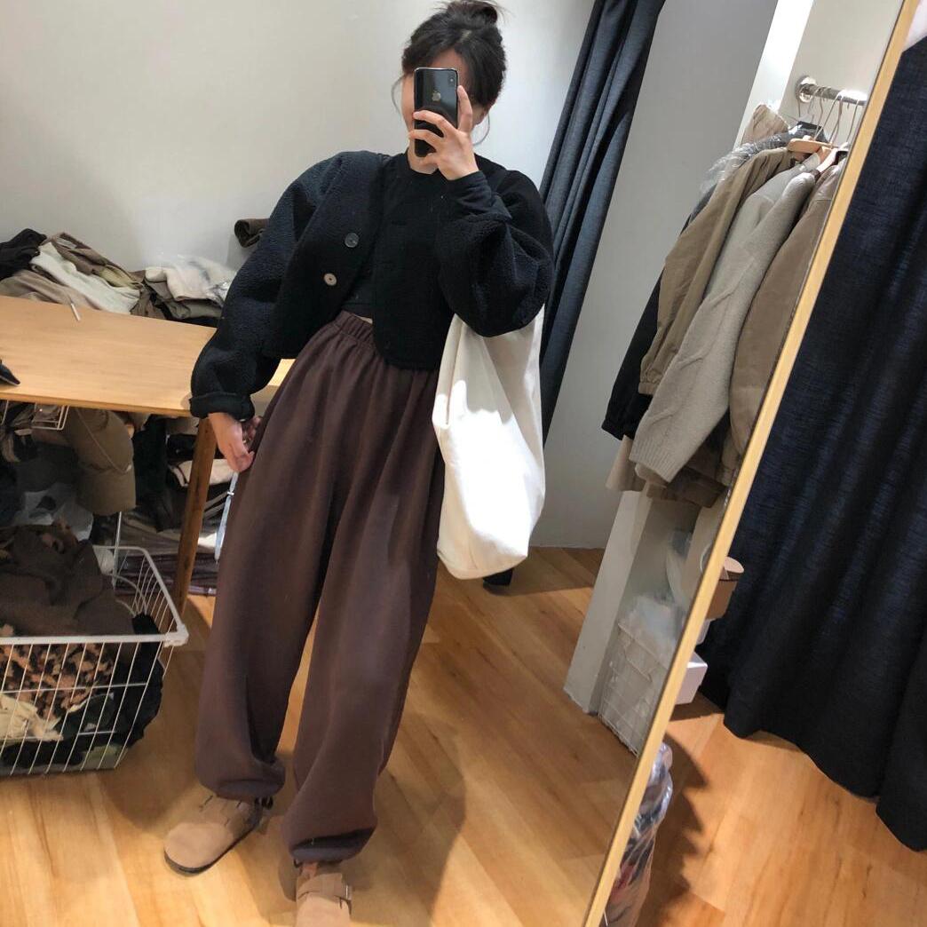 松紧腰复古卫裤休闲裤