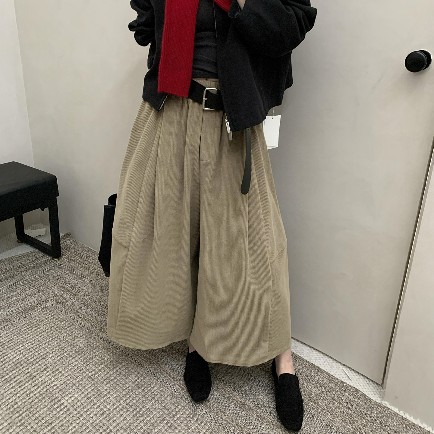 气球裤弯刀灯芯绒休闲裤子