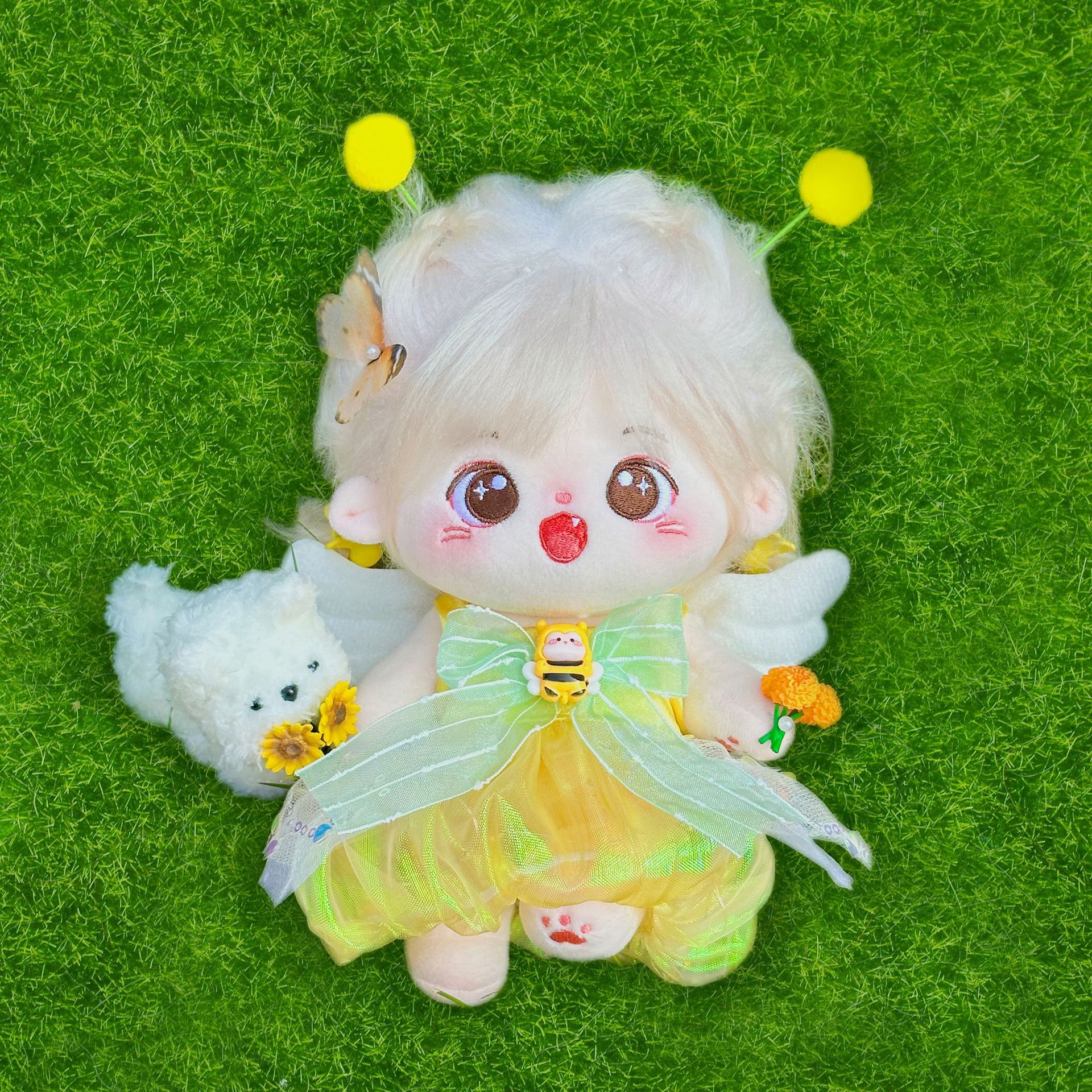 20厘米棉花娃娃衣服发光带翅膀小蜜蜂洛丽塔裙子30cm特体棉花娃衣