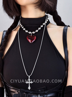 千禧辣妹爱心项链亚文化choker