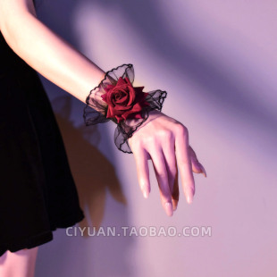 lolita洛丽塔朋克哥特复古蕾丝玫瑰花手腕手套女袖套配饰手袖cos