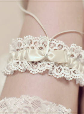 lolita生成色松紧蕾丝腿环性感蝴蝶结大腿配饰少女lo腿上绑带cos