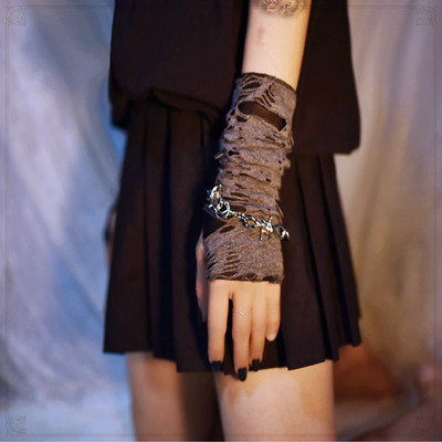 taobao agent Gloves, sleeves, wristband, punk style, 2 carat, halloween