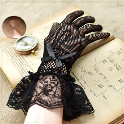 taobao agent Retro gloves, Lolita style, lace dress, punk style, cosplay