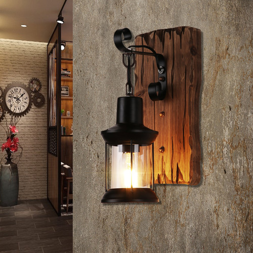 美式复古工业风实木创意装饰壁灯