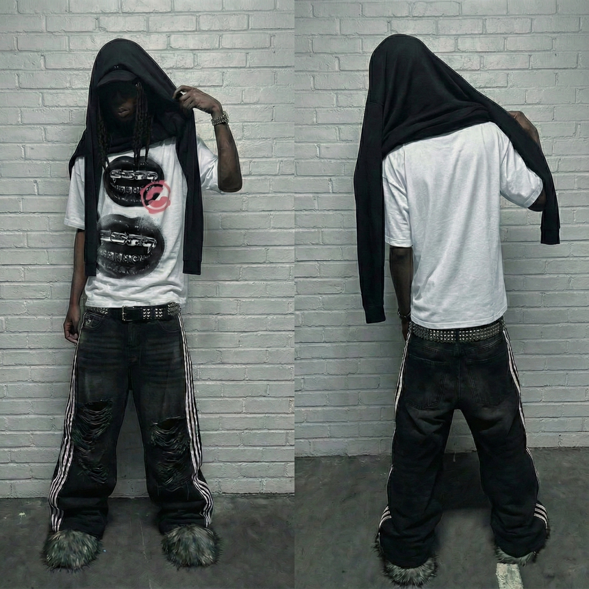 Cynox原创HIPHOP小众嘴唇印花T恤朋克嘻哈宽松纯棉短袖男女潮流