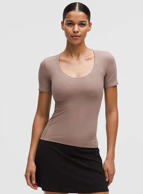 Ribbed Nulu 女士罗纹低圆领短袖 T 恤 芯吸丨lululemon丨LW3JHNS