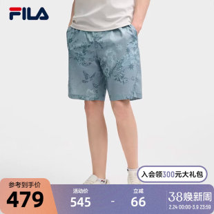 2025春季 梭织五分裤 新款 时尚 FILA 舒适休闲满印短裤 斐乐男士