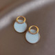 s925银针浅湖蓝圆形耳环女精致小众设计韩版 耳钉高级感新款 潮耳饰