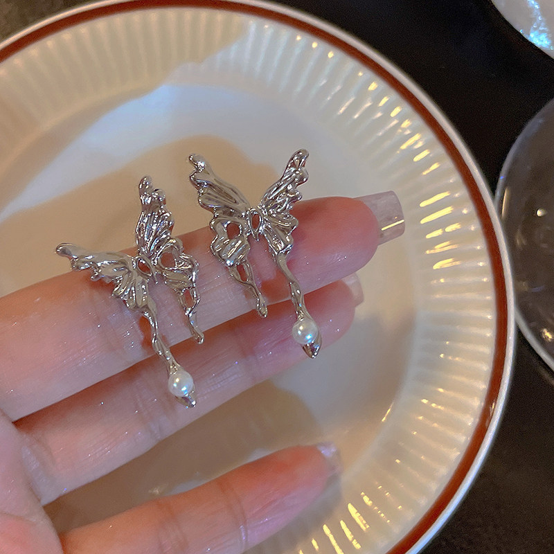 s925银针甜酷辣妹液态蝴蝶耳钉ins小众设计感高级冷性风耳环女夏,饰品/流行首饰/时尚饰品新,耳钉,淘宝优惠券,粉丝福利购,淘宝优惠卷