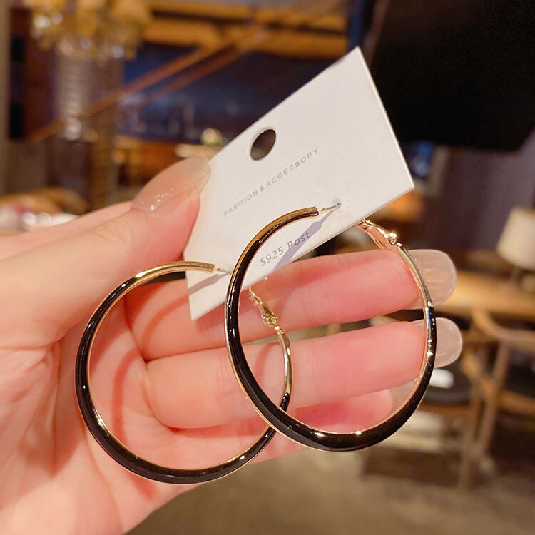 s925银针潮大女高级感法式耳环