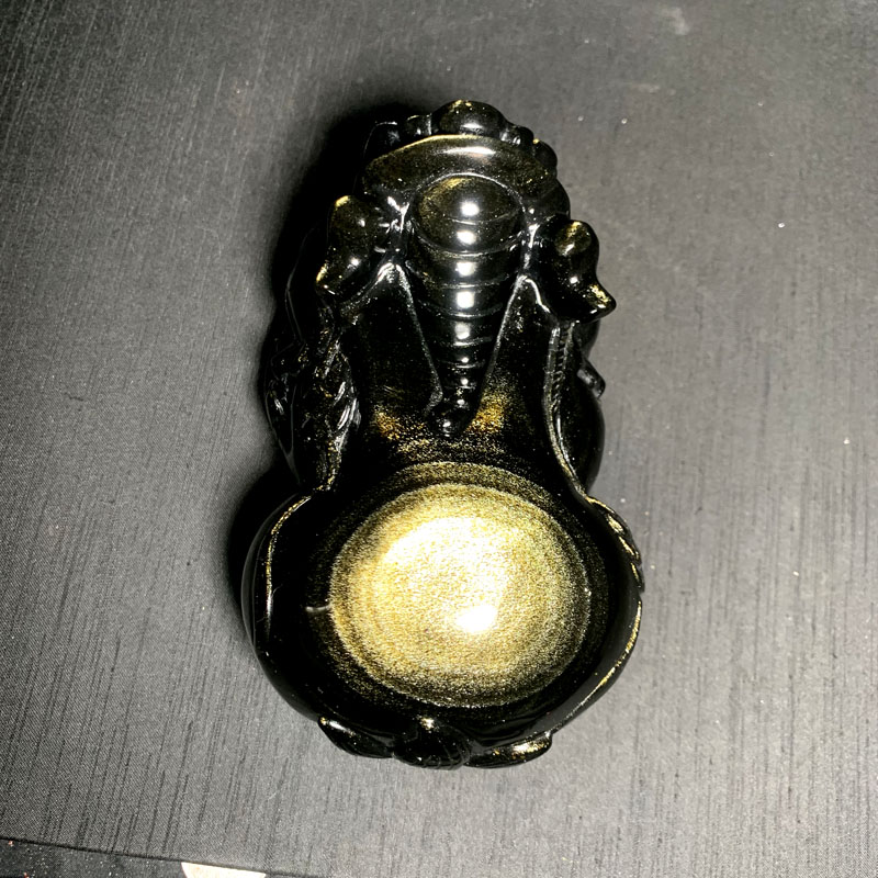 天然金曜石雕刻貔貅摆件