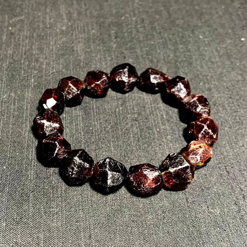 千蕊天然石榴石原石手链无优化原矿手串多面体籽料多款原创实物