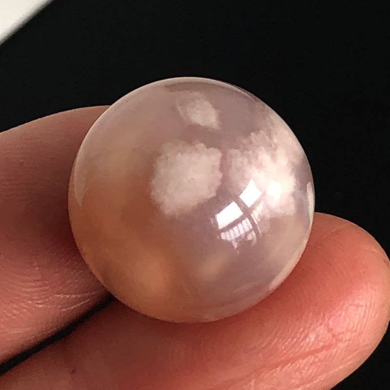 天然樱花玛瑙圆球未打孔单珠DIY