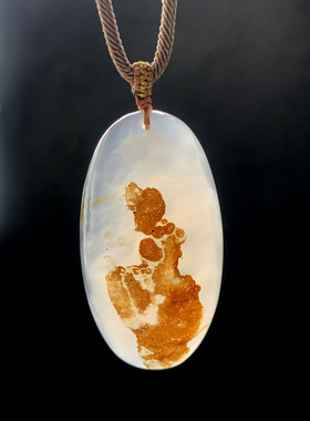 天然水草玛瑙项链草花毛衣链大号