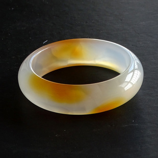 千蕊 马达加斯加玛瑙手镯 原石加工天然原色荧光效应玉髓镯子实物