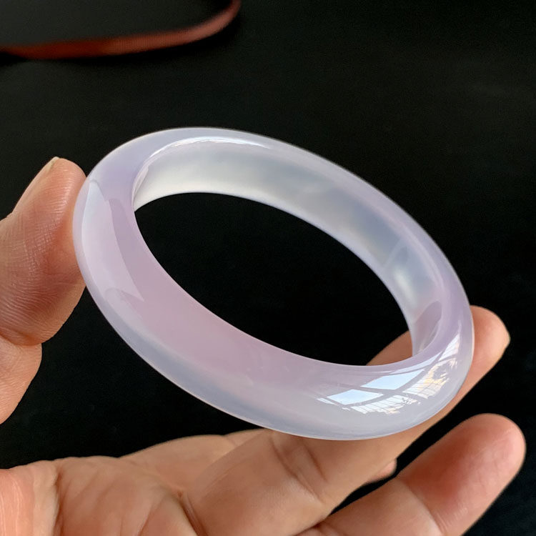 52MM天然高透玛瑙手镯淡紫玉髓冰种玉镯子高冰小圈口礼物礼品实物