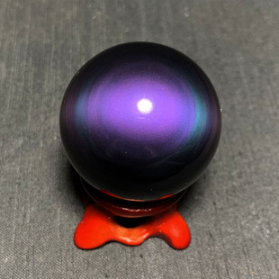 3厘米小球天然黑曜石球摆件彩曜石把玩紫绿眼水晶球健身七星阵球