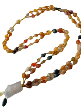 阿拉善小颗粒玛瑙原石双层毛衣链