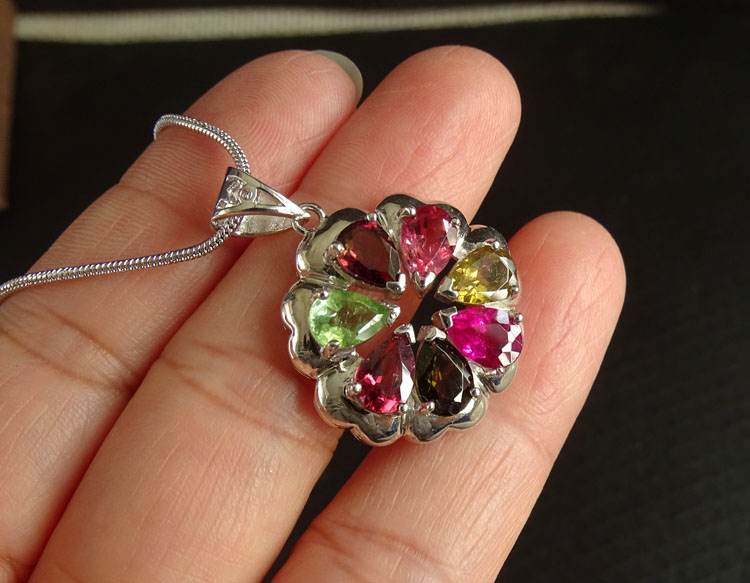 天然碧玺毛衣链吊坠