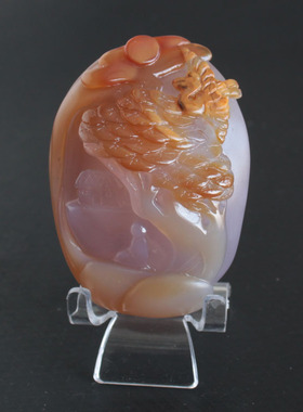 千蕊天然玛瑙雕刻玉髓原石手工紫色把玩 手把件 松下问道 小摆件