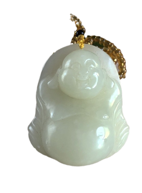 千蕊天然和田玉雕刻佛吊坠弥勒佛笑佛修心修佛玉项链送证书实物