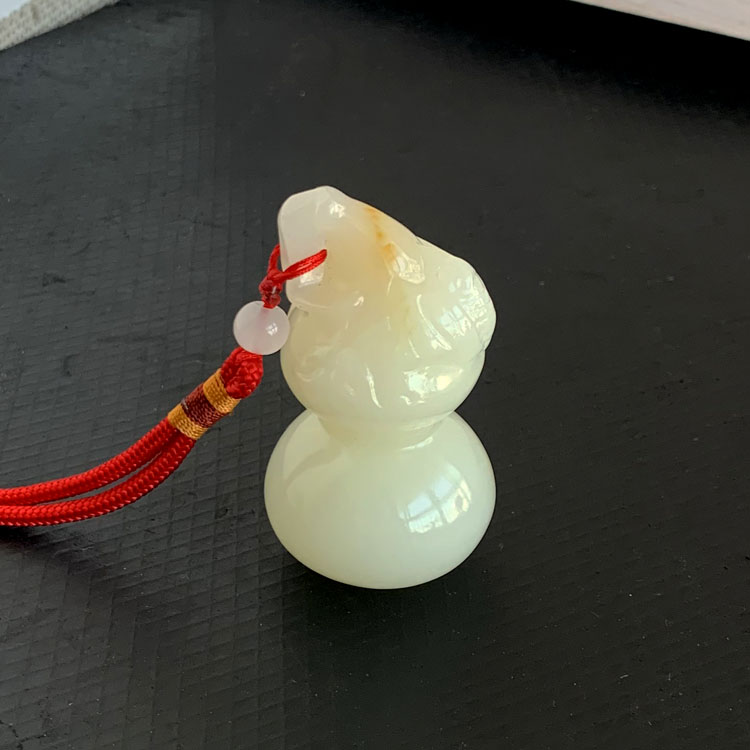 天然阿富汗玉雕刻葫芦把玩